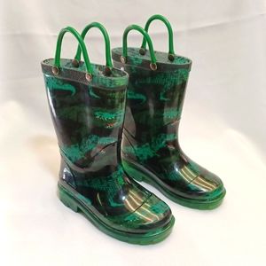 Members Mark Kids Dino Light Up Rain Boots Green Size 7/8